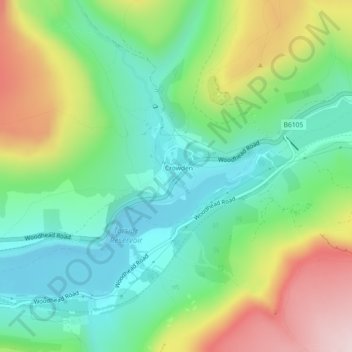 Crowden Great Brook topographic map, elevation, terrain