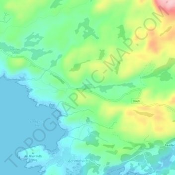 Achmelvich topographic map, elevation, terrain