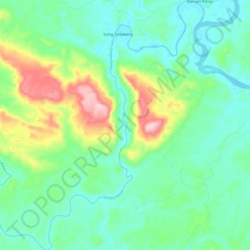 Sungai Ratah topographic map, elevation, terrain