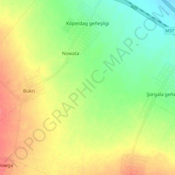 Köpetdag geňeşligi topographic map, elevation, terrain