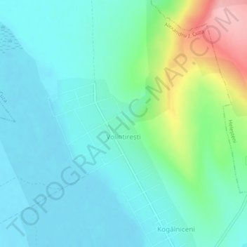 Volintirești topographic map, elevation, terrain