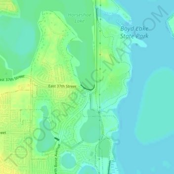 Horseshoe Lake (South Dam) topographic map, elevation, terrain