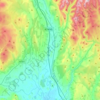 River Annan topographic map, elevation, terrain