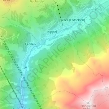 Lonza topographic map, elevation, terrain