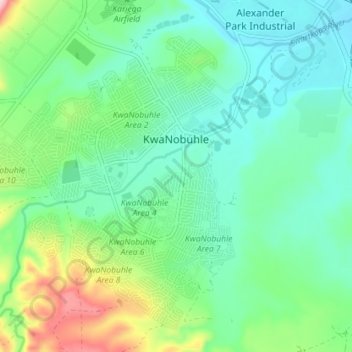 KwaNobuhle topographic map, elevation, terrain