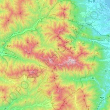 Seoraksan National Park topographic map, elevation, terrain