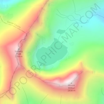 Iceberg Lake topographic map, elevation, terrain