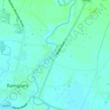 Pachgaun topographic map, elevation, terrain