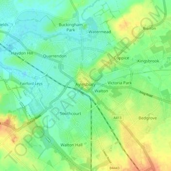 Aylesbury topographic map, elevation, terrain