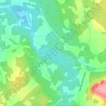 Barneys River topographic map, elevation, terrain