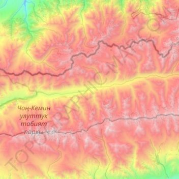 Chong-Kemin River topographic map, elevation, terrain