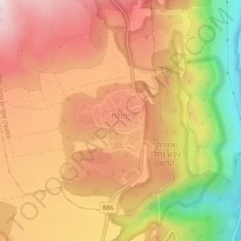 Yiftah topographic map, elevation, terrain