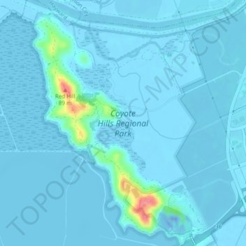 Coyote Hills Regional Park topographic map, elevation, terrain