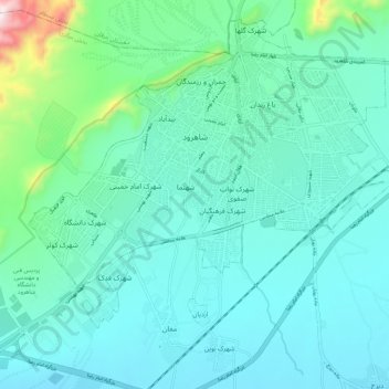 Shahrood topographic map, elevation, terrain