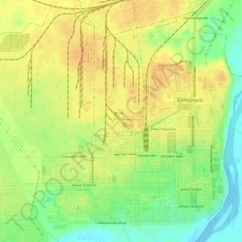 Baikonur topographic map, elevation, terrain