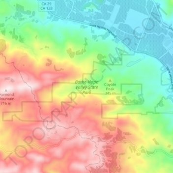 Bothe-Napa Valley State Park topographic map, elevation, terrain