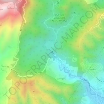 Buhisan Dam topographic map, elevation, terrain