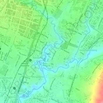 RW 06 Kel. Kotalama Kec. Kedung Kandang, Kota Malang topographic map, elevation, terrain