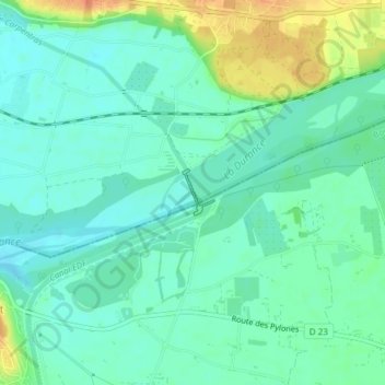 Barrage de Mallemort topographic map, elevation, terrain