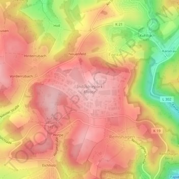 Klause topographic map, elevation, terrain