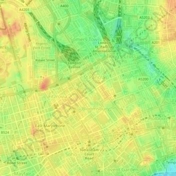 Gordon Square topographic map, elevation, terrain