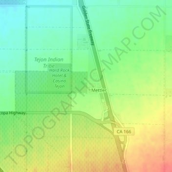 Mettler topographic map, elevation, terrain