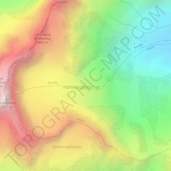 Hohlichtgletscher topographic map, elevation, terrain