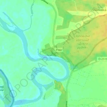 Dnipro topographic map, elevation, terrain