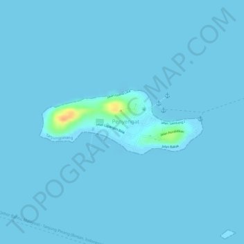 Penyengat Island topographic map, elevation, terrain