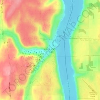 Afton State Park topographic map, elevation, terrain