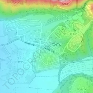 Shlomi topographic map, elevation, terrain