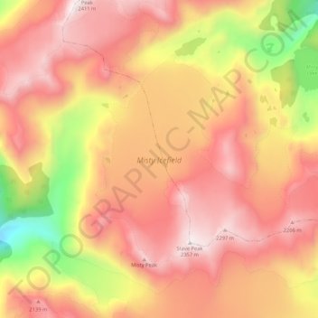 Misty Icefield topographic map, elevation, terrain