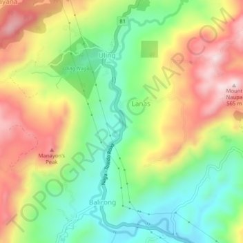 Naga River topographic map, elevation, terrain