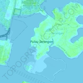 Serangan Island topographic map, elevation, terrain