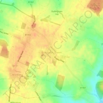 Burrough Green topographic map, elevation, terrain