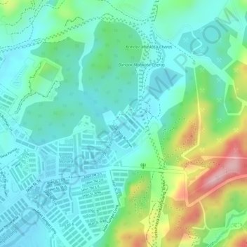 Sungai Long topographic map, elevation, terrain