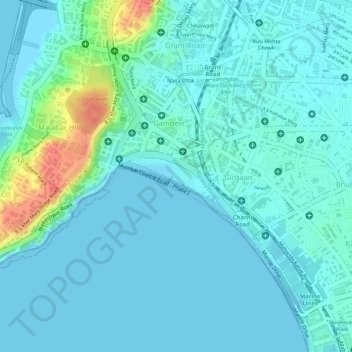 Girgaum Chowpatty Beach topographic map, elevation, terrain