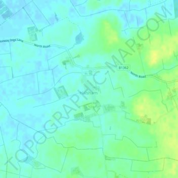 Halsham topographic map, elevation, terrain