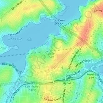 Callan Park topographic map, elevation, terrain