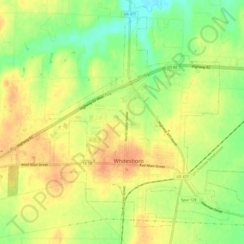 Whitesboro topographic map, elevation, terrain