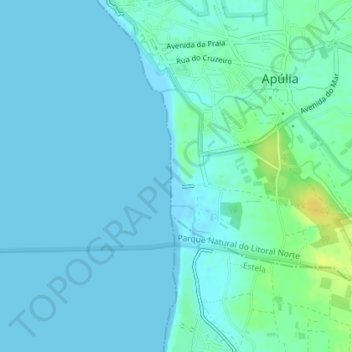 Praia Da Ramalha Topographic Map, Elevation, Terrain