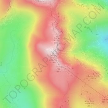 Crinkle Crags topographic map, elevation, terrain