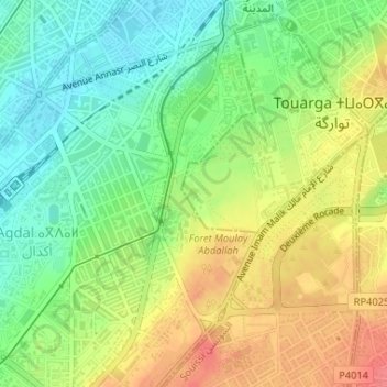 Palais Royal Rabat topographic map, elevation, terrain