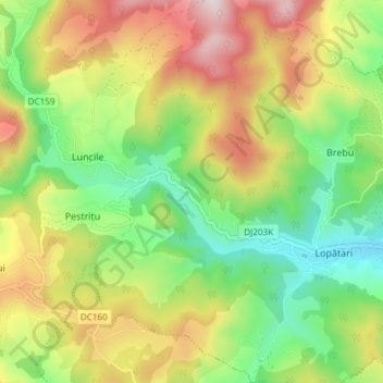 Lopătari topographic map, elevation, terrain