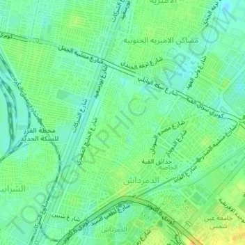 Hada'ek Al Kobba topographic map, elevation, terrain