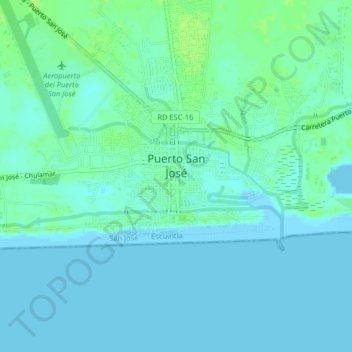 Puerto San José topographic map, elevation, terrain