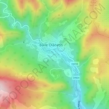 Vâlcea topographic map, elevation, terrain