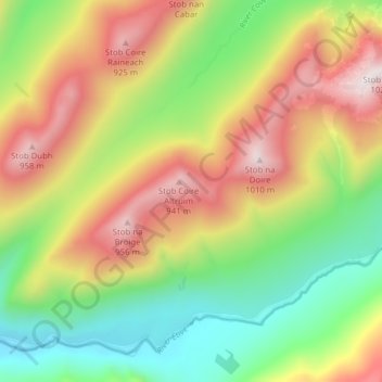 Buachaille Etive Mòr topographic map, elevation, terrain