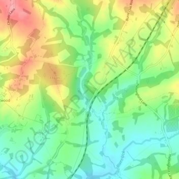 Wilding Wood topographic map, elevation, terrain