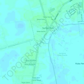 Parit Kesang Tasek topographic map, elevation, terrain